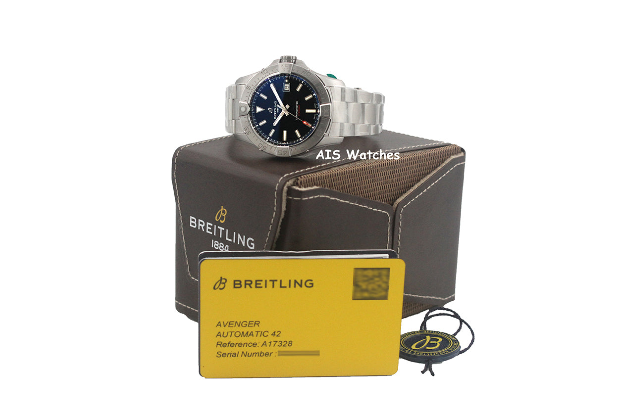 BNIB Breitling Avenger Automatic A17328101B1A1 Black Dial Bracelet SS 42MM B&P