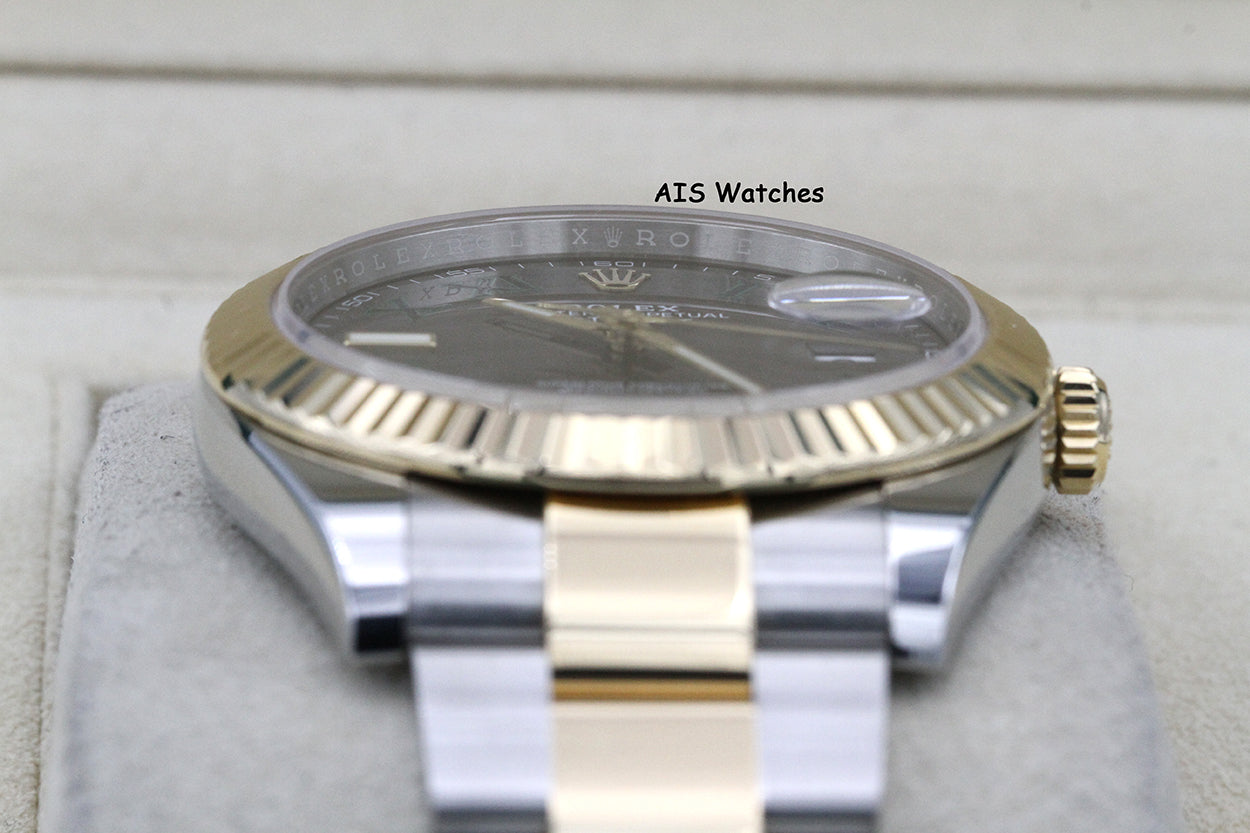 Rolex 126333 DateJust 41MM 18K YG/SS Slate Roman Wimbeldon Dial Oyster B&P
