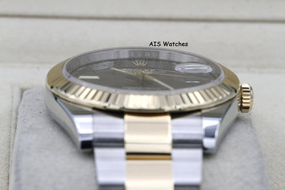 Rolex 126333 DateJust 41MM 18K YG/SS Slate Roman Wimbeldon Dial Oyster B&P