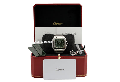BNIB Cartier Santos De Cartier Large Steel WSSA0062 Green Dial 39.8MM B&P