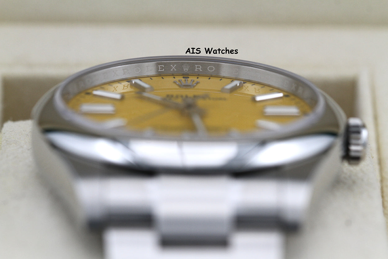 Rolex 124300 Oyster Perpetual 41 MM Yellow Dial 2022 Box & Papers