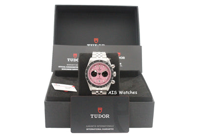 Tudor 79360N Black Bay Chronograph 41MM Pink Dial SS Jubilee Bracelet B&P