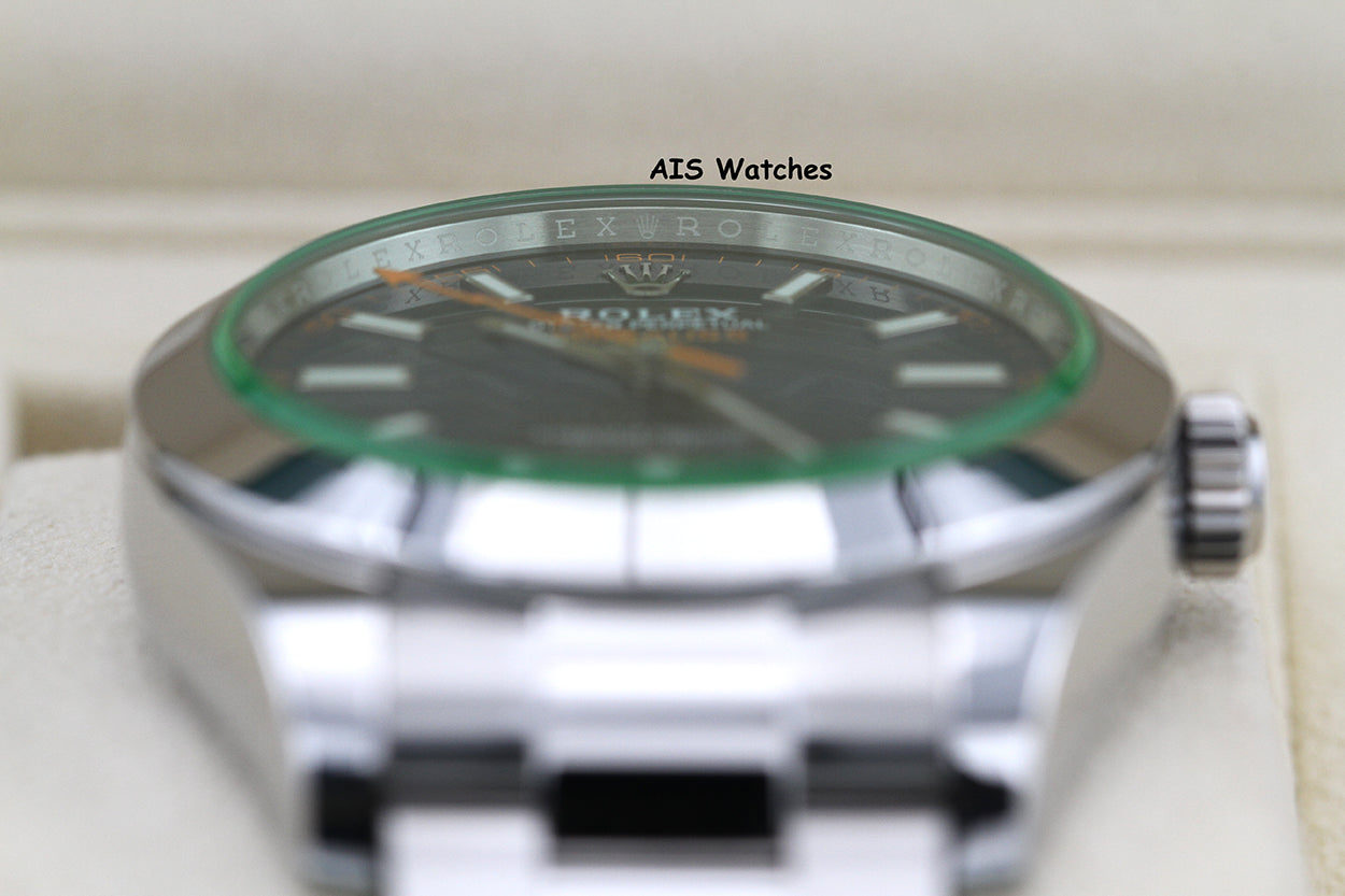 Rolex Milgauss Z-BLUE 116400GV Green Crystal Blue Dial 2023 Box & Papers