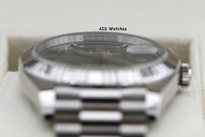 Rolex 228239 DayDate 40MM DD40 18K White Gold Olive Green Roman Dial B&P