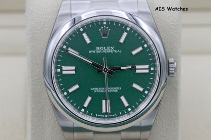 BNIB Rolex 124300 Oyster Perpetual 41MM Green Dial Box & Papers