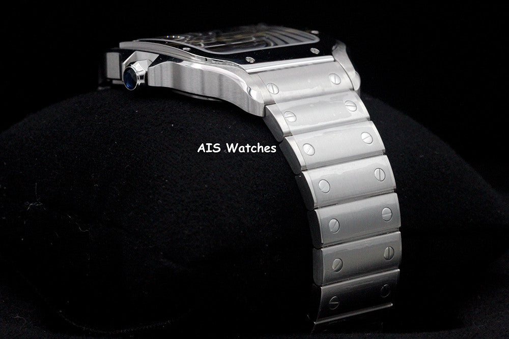 BNIB Cartier Santos De Cartier Large Steel Skeleton WHSA0015 Box & Papers