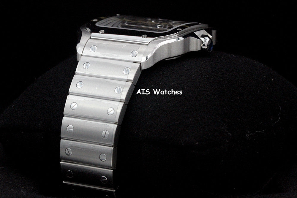 BNIB Cartier Santos De Cartier Large Steel Skeleton WHSA0015 Box & Papers