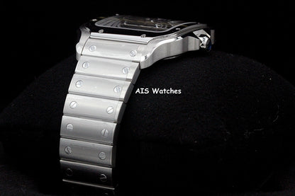 BNIB Cartier Santos De Cartier Large Steel Skeleton WHSA0015 Box & Papers