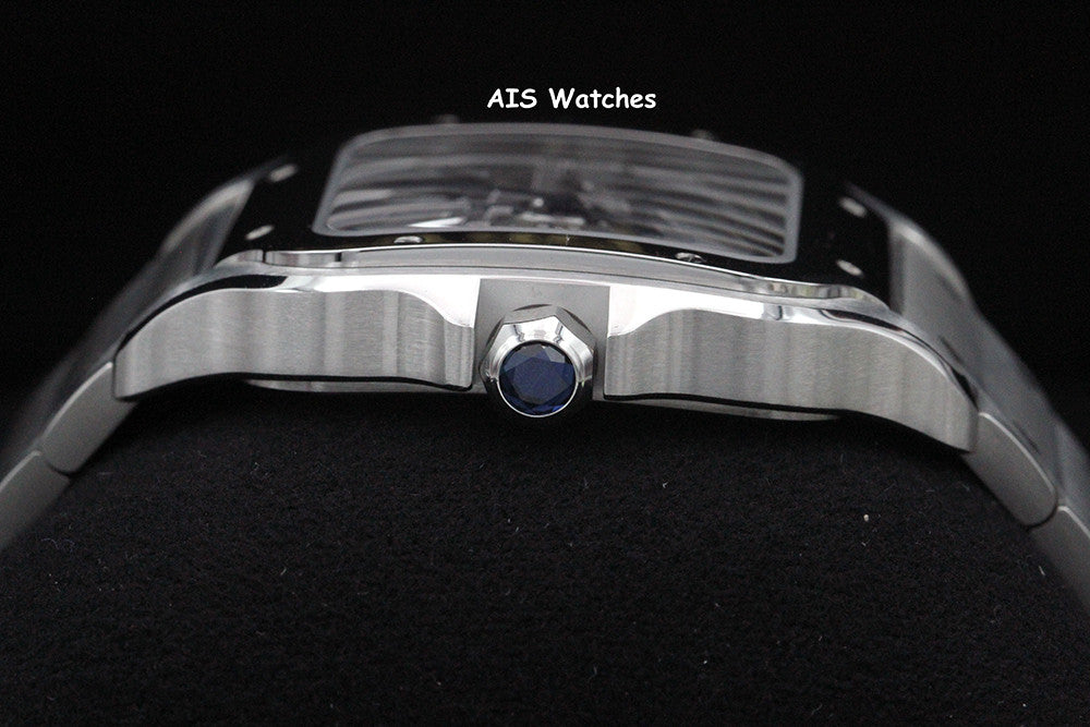 BNIB Cartier Santos De Cartier Large Steel Skeleton WHSA0015 Box & Papers