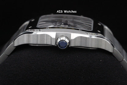 BNIB Cartier Santos De Cartier Large Steel Skeleton WHSA0015 Box & Papers