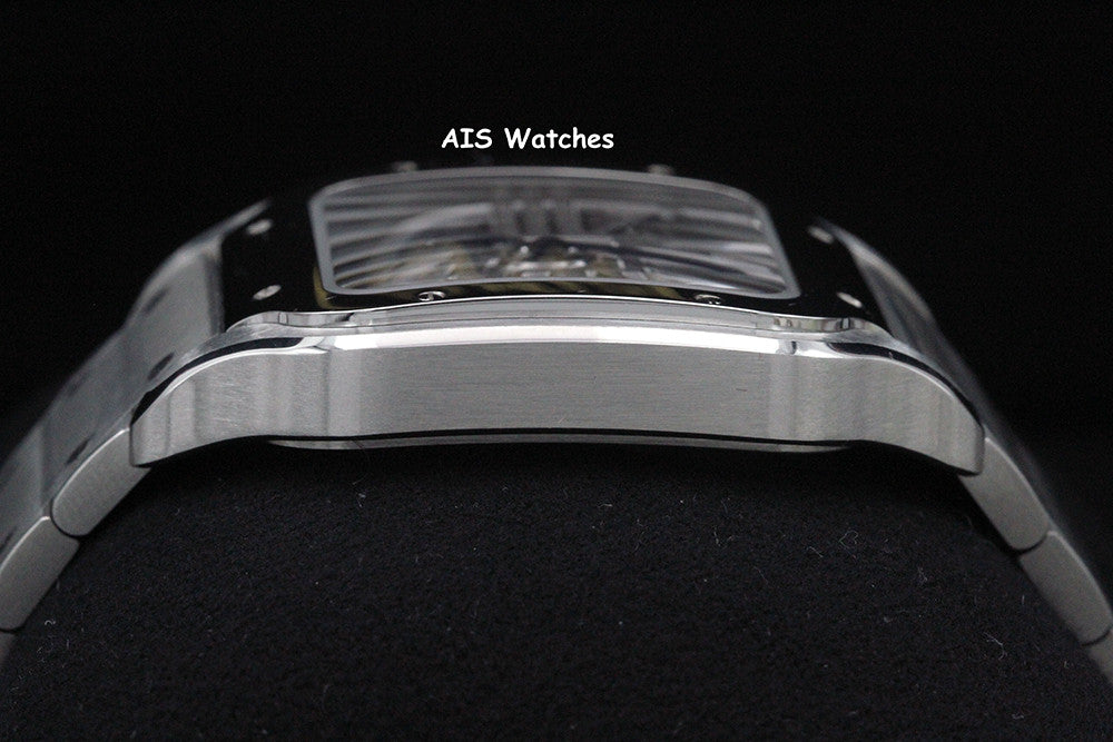 BNIB Cartier Santos De Cartier Large Steel Skeleton WHSA0015 Box & Papers