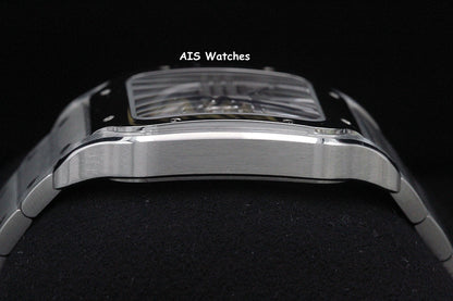 BNIB Cartier Santos De Cartier Large Steel Skeleton WHSA0015 Box & Papers