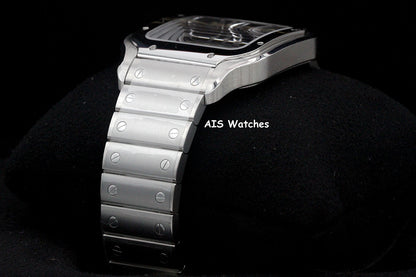 BNIB Cartier Santos De Cartier Large Steel Skeleton WHSA0015 Box & Papers