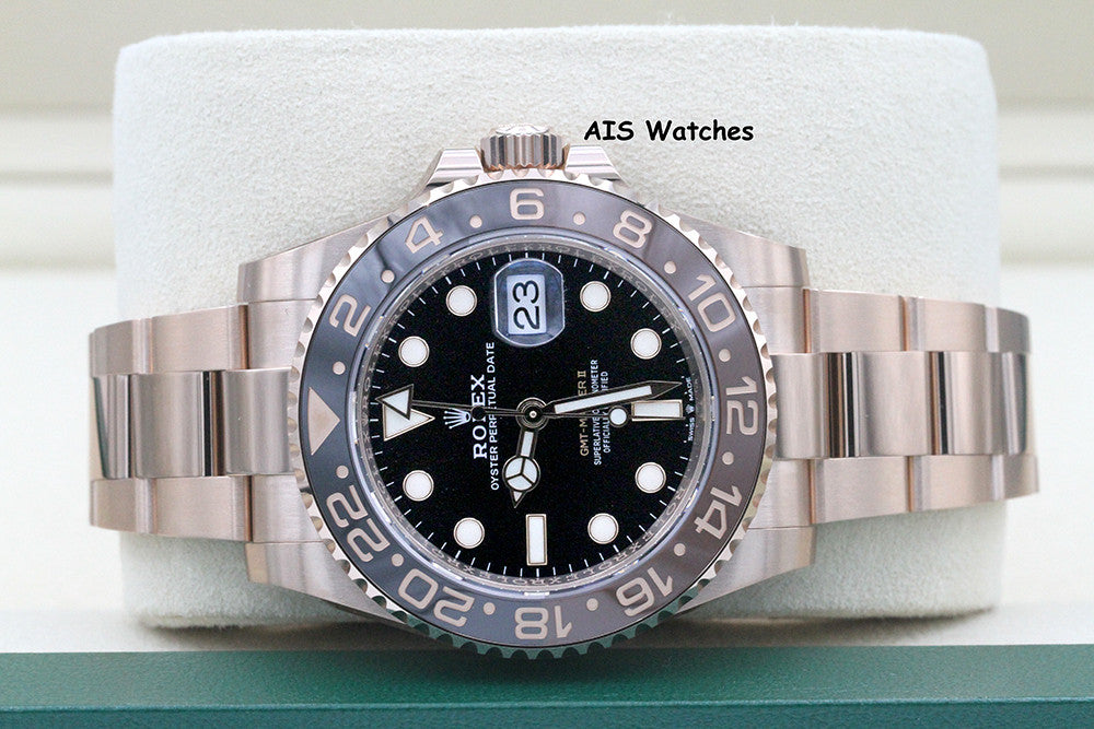 BNIB Rolex 126715 CHNR GMT Master II 18K Rose Gold RootBeer Ceramic Box & Paper