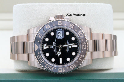 BNIB Rolex 126715 CHNR GMT Master II 18K Rose Gold RootBeer Ceramic Box & Paper