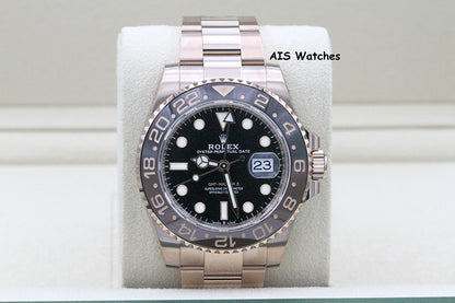 BNIB Rolex 126715 CHNR GMT Master II 18K Rose Gold RootBeer Ceramic Box & Paper