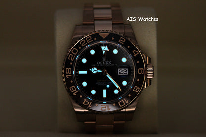 BNIB Rolex 126715 CHNR GMT Master II 18K Rose Gold RootBeer Ceramic Box & Paper