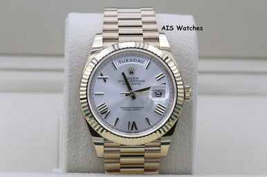 BNIB Rolex 228238 DayDate 40MM DD40 Yellow Gold Silver Roman Dial
