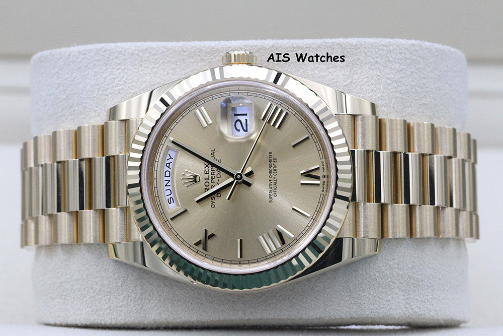 BNIB Rolex 228238 DayDate 40MM DD40 Yellow Gold Champagne Roman Dial