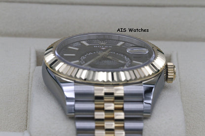 Rolex 326933 Sky-Dweller 18K Yellow Gold / SS Jubilee Black Dial Box & Papers