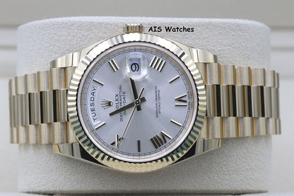 BNIB Rolex 228238 DayDate 40MM DD40 Yellow Gold Silver Roman Dial