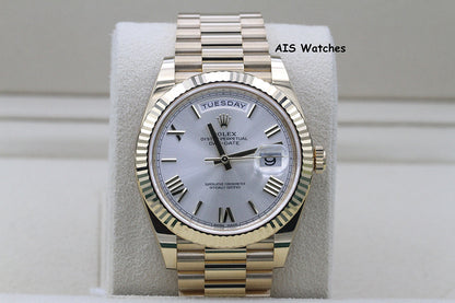 BNIB Rolex 228238 DayDate 40MM DD40 Yellow Gold Silver Roman Dial