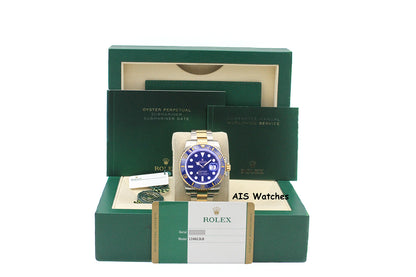 Rolex Submariner 18K YG/SS 116613LB SunBurst Blue Dial Ceramic 40MM 2018 B&P