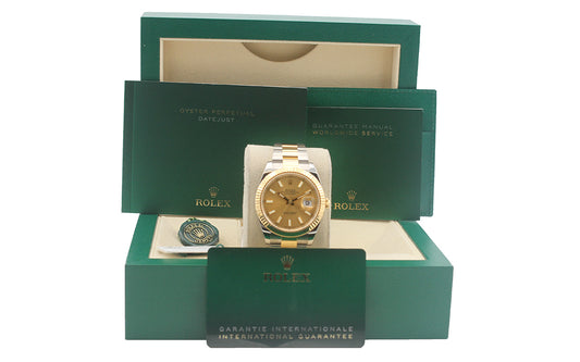 Rolex 126333 DateJust 41MM 18K YG/SS Champagne Stick Dial Oyster Bracelet 2022 Box & Papers