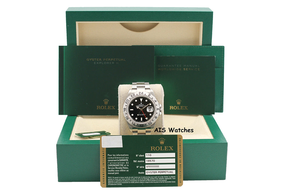Rolex Explorer II 16570 Black Dial 40MM V Serial Box & Papers
