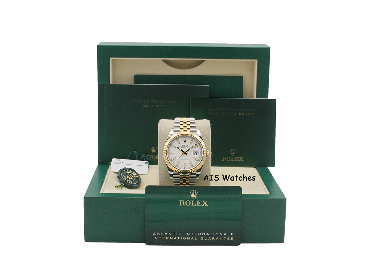 Rolex 126333 DateJust 41MM 18K YG/SS White Stick Dial Jubilee 2020 B&P