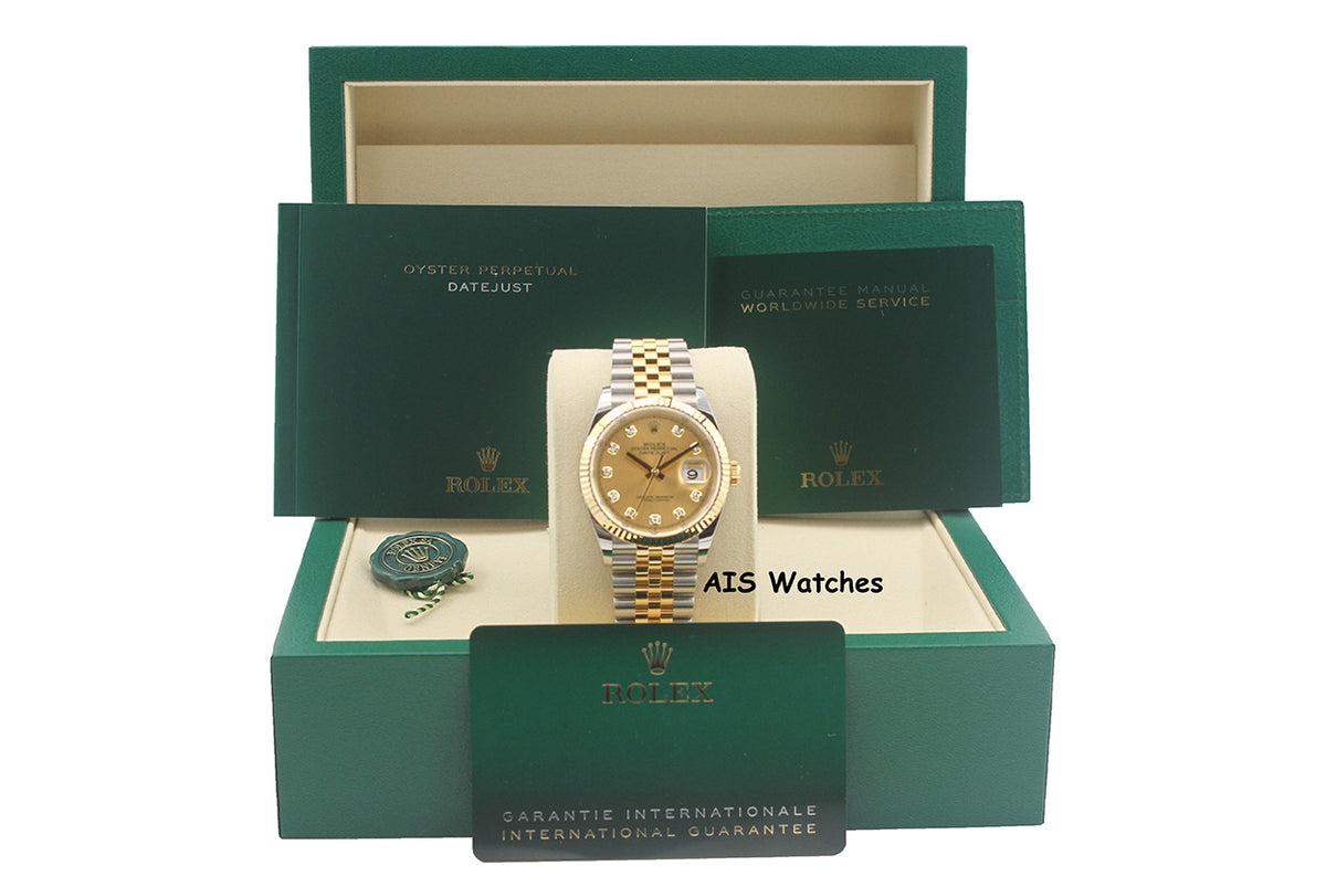 BNIB Rolex 126233 DateJust 36MM 18K YG/SS Champagne Diamond Dial Jubilee Bracelet B&P