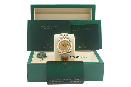 BNIB Rolex 126233 DateJust 36MM 18K YG/SS Champagne Diamond Dial Jubilee Bracelet B&P