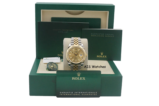 Rolex 126333 DateJust 41MM 18K YG/SS Champagne Stick Dial Jubilee Bracelet B&P