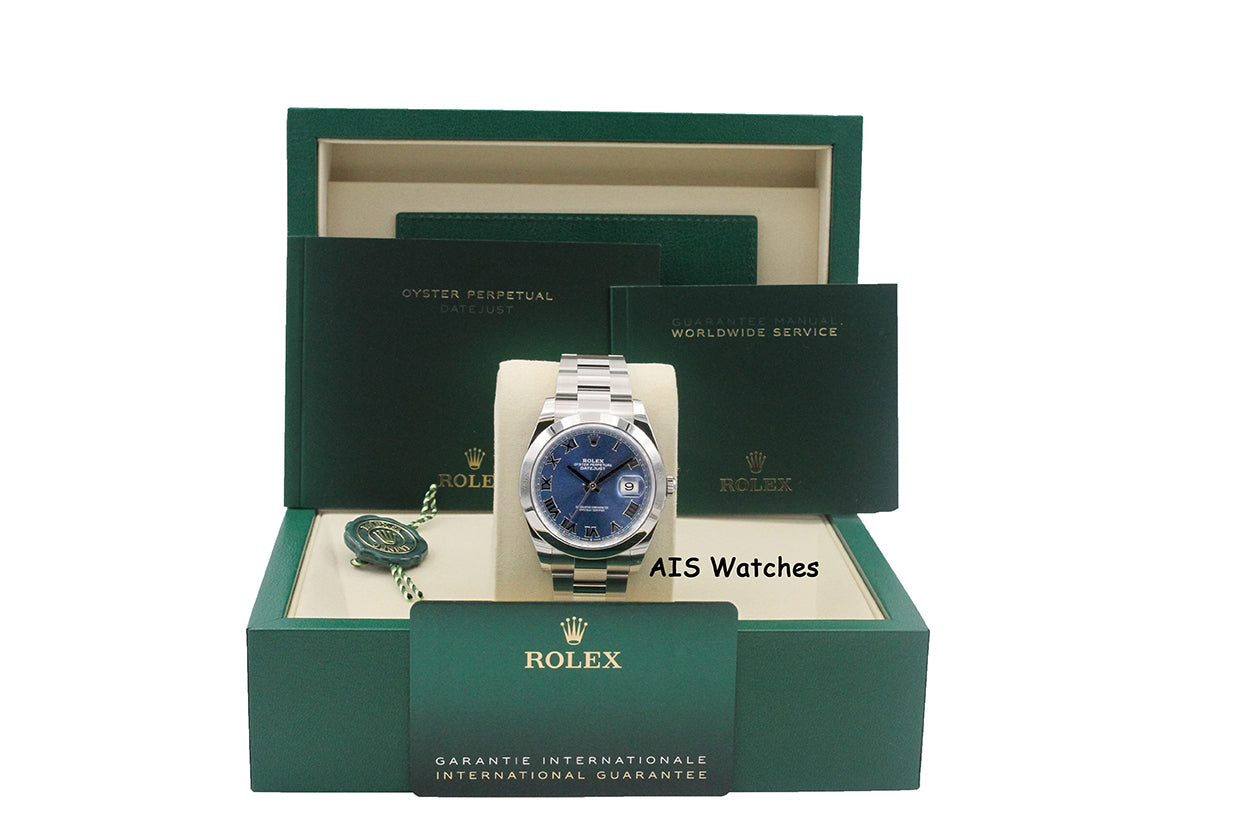 BNIB Rolex Datejust 41MM 126300 Blue Roman Dial Oyster Bracelet B&P