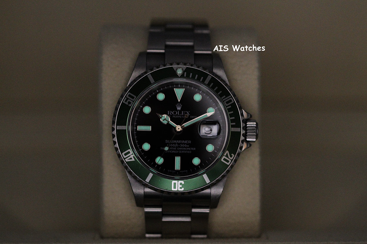Rolex Submariner 16610LV 50th Anniversary Kermit D Serial Box & Papers