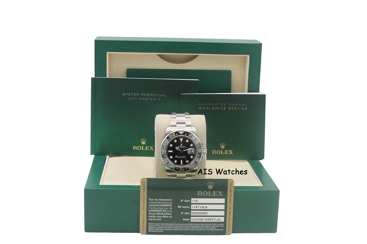 Rolex 116710LN GMT Master II Black Ceramic Insert 2013 Box & Papers