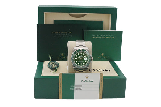 Rolex Submariner 116610LV HULK Green Dial and Ceramic Bezel 2016 Box & Paper
