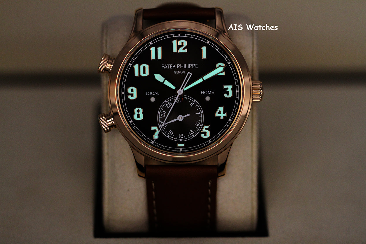 Patek Philippe 5524R Calatrava Pilot Travel Time Rose Gold Brown Dial 42MM Box & Paper