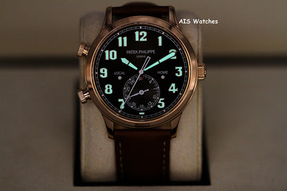 Patek Philippe 5524R Calatrava Pilot Travel Time Rose Gold Brown Dial 42MM Box & Paper