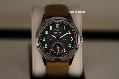 BNIB Patek Philippe Calatrava Annual Calendar Travel Time 5326G 18K White Gold Charcoal Dial Box & Papers