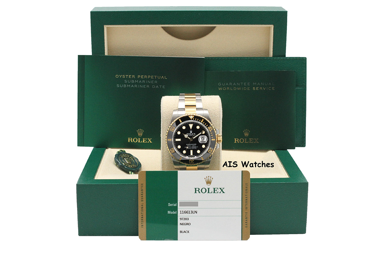 Rolex Submariner 18K YG/SS 116613LN Black Dial Ceramic 40MM 2015 B&P