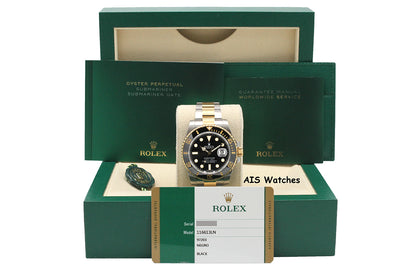 Rolex Submariner 18K YG/SS 116613LN Black Dial Ceramic 40MM 2015 B&P
