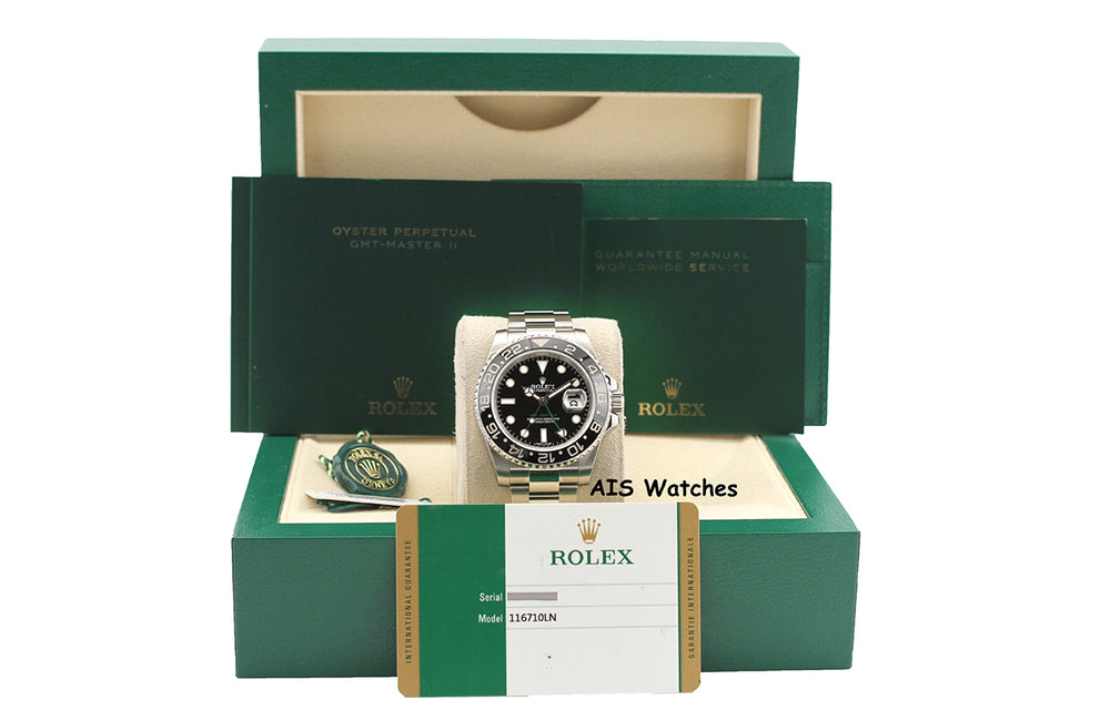 Rolex 116710LN GMT Master II Black Ceramic Insert 2016 Box & Papers