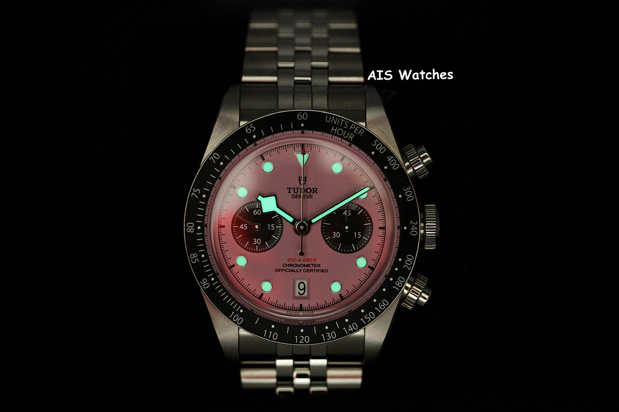 Tudor 79360N Black Bay Chronograph 41MM Pink Dial SS Jubilee Bracelet B&P