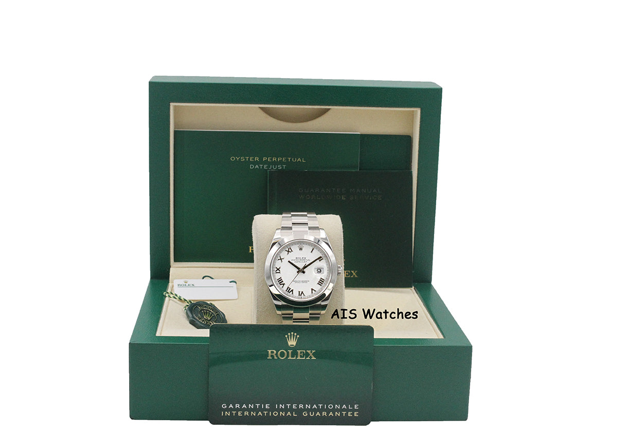 Rolex Datejust 41MM 126300 White Roman Dial Oyster Bracelet 2021 B&P