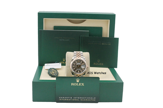 Rolex 126231 DateJust 36MM 18K RG/SS Rhodium Stick Dial Jubilee Bracelet B&P