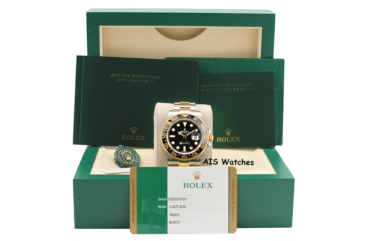 Rolex GMT Master II 18K/SS 116713LN 40MM Black Dial 2017 Box & Paper