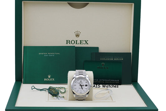 BNIB Rolex 228206 DayDate 40MM DD40 Platinum Meteorite Diamond Baguette Dial
