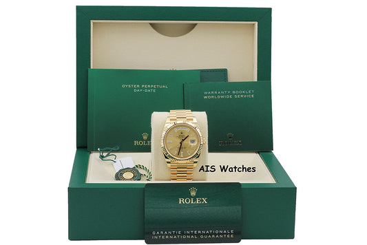 BNIB Rolex 228238 DayDate 40MM DD40 Yellow Gold Champagne Baguette Diamond Dial