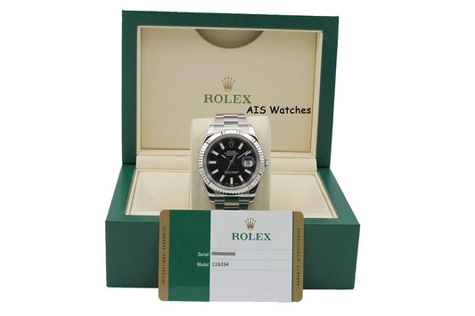 Rolex Datejust II 41MM 116334 Black Stick Dial Stainless Steel Box & Papers